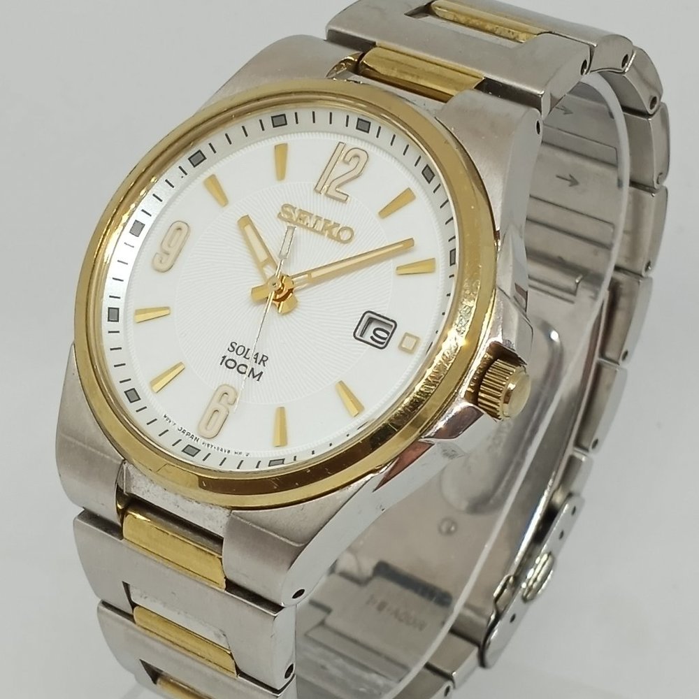 Seiko SNE210 Men's 40mm Two Tone Stainless Steel Solar Powered Watch